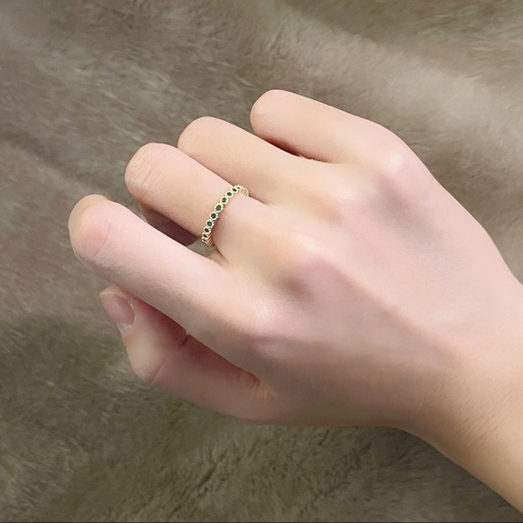 ✨S925 Dark Green Rhinestones Adjustable Ring - Picture 1 of 3